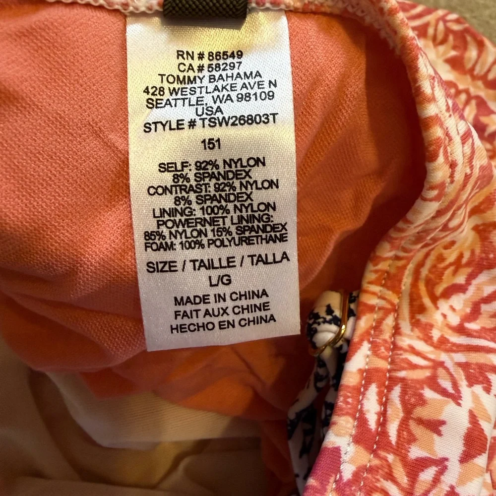 Tommy Bahama Coral Medallion Bikini Top Bottom Tankini 3pc Set Large  34D - Picture 4 of 4